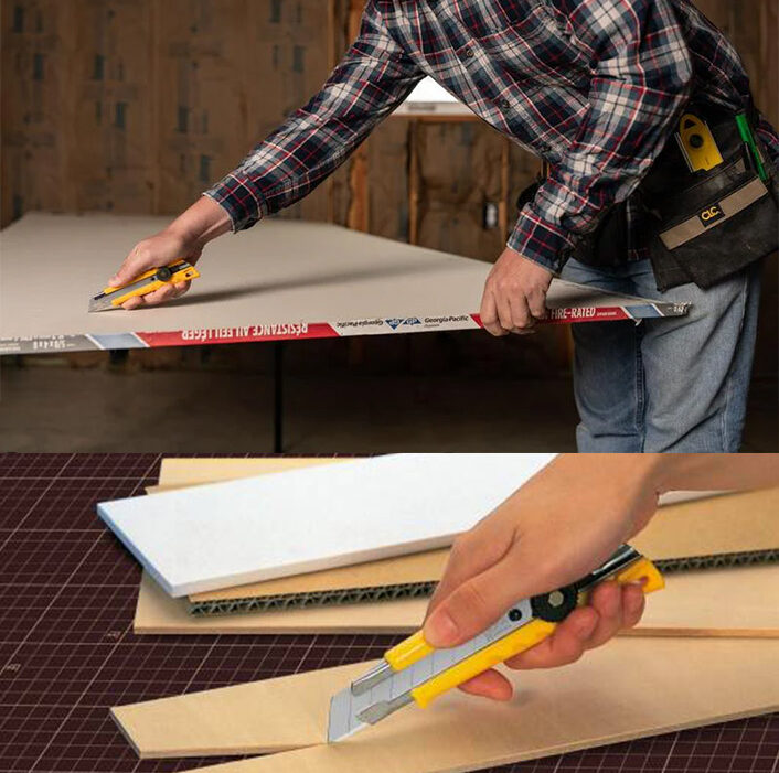 The OLFA 18mm L-1 Ratchet Lock Utility Knife with a durable ABS handle is resilient enough for any trade